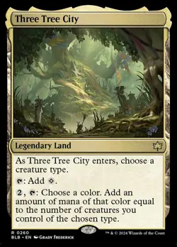 MTG Three Tree City - Foil, Light Play, English Bloomburrow - Image 1