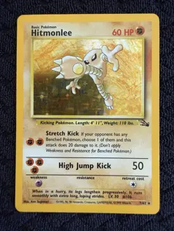 Pokemon TCG Hitmonlee Fossil Holo Rare Card 7/62 Vintage WoTC - Image 1