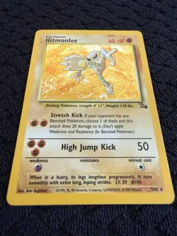 Pokemon TCG Hitmonlee Fossil Holo Rare Card 7/62 Vintage WoTC - Image 2