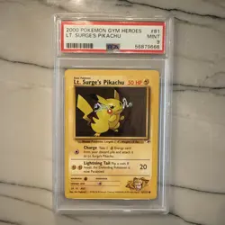 Pokemon Gym Heroes - Lt Surges Pikachu 81/132 PSA 9 - Image 1