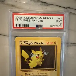 Pokemon Gym Heroes - Lt Surges Pikachu 81/132 PSA 9 - Image 2