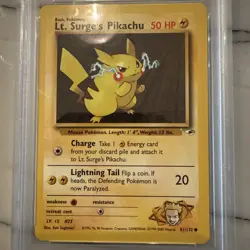 Pokemon Gym Heroes - Lt Surges Pikachu 81/132 PSA 9 - Image 5