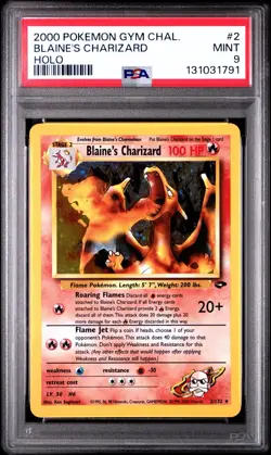 2000 POKEMON GYM CHALLENGE HOLO #2 BLAINE'S CHARIZARD PSA 9 - Image 1