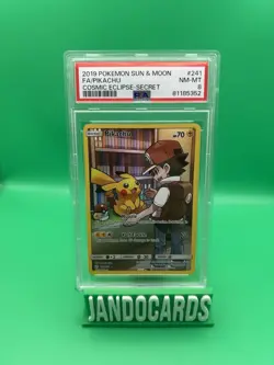 2019 Pokemon Sun & Moon Cosmic Eclipse Secret #241 Pikachu Full Art, PSA 8 - Image 1