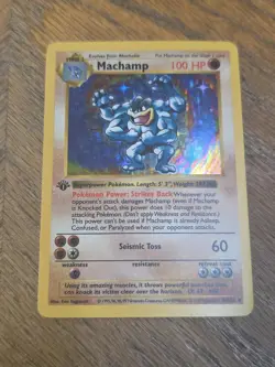 Machamp 8/102 Base Set 1st Edition Shadowless Holo Rare Pokemon DMG (Pics) - Image 1