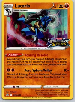 Lucario - SWSH186 - Prerelease Promo Pokemon Brilliant Stars NM - Image 1