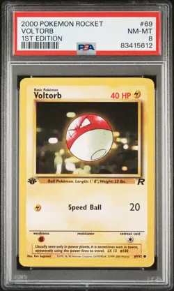 2000 POKEMON ROCKET #69 1ST EDITION VOLTORB NM-MT PSA 8 - Image 1