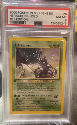 2000 Pokemon Neo Genesis Holo Rare Heracross First Edition 6/111 PSA 8 - Image 1