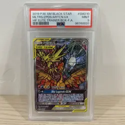 2019 POKEMON SM210 BLACK STAR PROMO FULL ART/MOLTRES ZAPDOS & ARTICUNO GX PSA 9 - Image 1