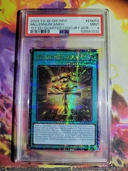 YU-GI-OH! INFO Millennium Ankh 1ST Edition Quarter Century Secret Rare PSA 9 - Image 1
