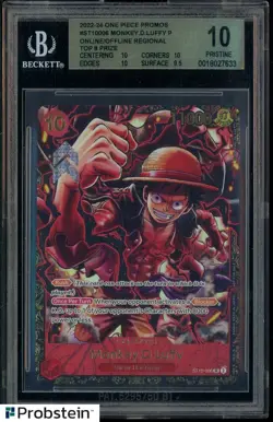 2022-24 One Piece Promos Monkey D. Luffy Regional TOP 8 Prize BGS 10 PRISTINE - Image 1