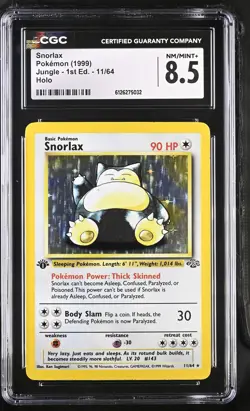 CGC 8.5 Snorlax 1999 Jungle 1st Edition 11/64 Holo Pokemon Card - Image 1