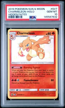 2019 POKEMON SUN & MOON HIDDEN FATES #SV7 CHARMELEON-HOLO PSA 10 - Image 1