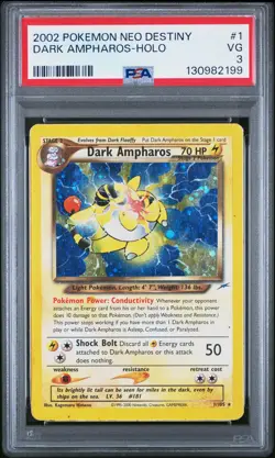 2002 POKEMON NEO DESTINY #1 DARK AMPHAROS-HOLO PSA 3 - Image 1