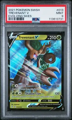 2021 POKEMON SWORD & SHIELD EVOLVING SKIES 013 TREVENANT V PSA 9 - Image 1
