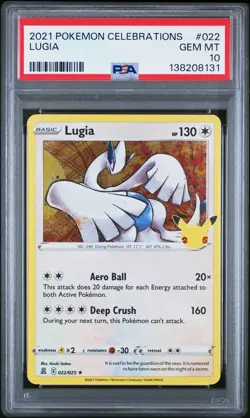 2021 POKEMON CELEBRATIONS #022 LUGIA PSA 10 - Image 1
