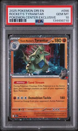 Team Rocket's Tyranitar 096/182 - Pokemon Center PSA 10 (Destined Rivals) - Image 1