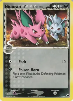 Nidoran M 57/101 Delta Species Dragon Frontiers Common Normal Pokemon TCG - Image 1