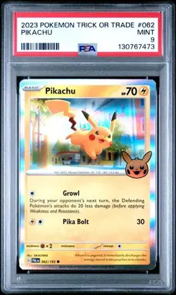 2023 POKEMON TRICK OR TRADE #062 PIKACHU PSA 9 - Image 1