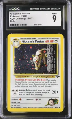 CGC 9 Pokemon Giovanni's Persian 8/132 2000 Gym Challenge Unlimited Holo Rare - Image 1