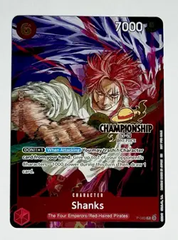 2025 One Piece Shanks CS Championships Gold Foil Stamp Card Event English P-083 - Image 1