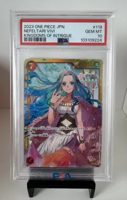 PSA 10 GEM MINT JAPANESE ONE PIECE 2023 NEFELTARI VIVI OP04-118 SEC NR - Image 1