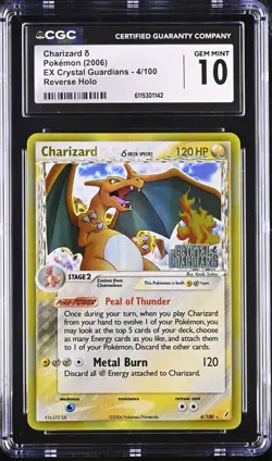 CGC 10 Charizard EX Crystal Guardians 4/100 Reverse Holo Stamped Pokemon Card - Image 1