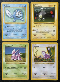 Lot of 4 Shadowless Common Cards - Vintage Pokemon TCG: Base Set - LP/MP - Image 1