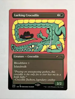 2021 MTG Magic the Gathering SLD Secret Lair Borderless #590 Lurking Crocodile - Image 1