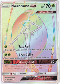 Lightly Played, English Pokemon Holo Pheromosa GX - 158/156 - Secret Rare SM - U - Image 1