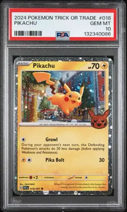 2024 POKEMON TRICK OR TRADE #018 PIKACHU PSA 10 GEM MINT 💎 NICE COSMIC SWIRL 💫 - Image 2
