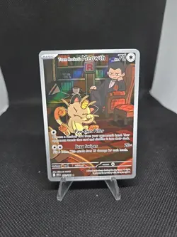 Team Rocket's Meowth 203/182 Sv10: Destined Rivals Holo Pokemon Card NM - Image 1