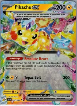 Pikachu ex - 057/191 SV08: Surging Sparks - Pokemon Card - NM - Image 1