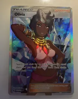 Pokemon TCG - Olivia FULL ART RARE 111/111 Sm-Crimson Invasion Holo NM-NEAR MINT - Image 1