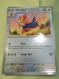 Pokemon Herdier Masterball Holo 075/086 White Flare Scarlet and Violet TCG NM - Image 2