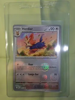 Pokemon Herdier Masterball Holo 075/086 White Flare Scarlet and Violet TCG NM - Image 5