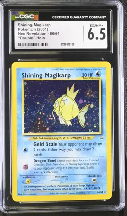 CGC 6.5 Shining Magikarp 2001 Neo Revelation 66/64 "Double" Holo Pokemon Card - Image 1