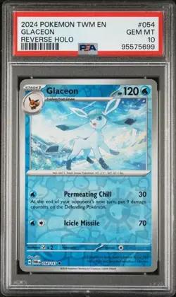 2024 Pokemon TWM EN Glaceon PSA 10 GEM Reverse Holo #054 - Image 1