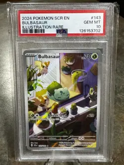 2024 POKEMON SCR EN-STELLAR CROWN ILLUSTRATION RARE #143 BULBASAUR PSA 10 - Image 1