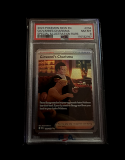 2023 POKEMON SV 151 #204/165 GIOVANNI'S CHARISMA SPECIAL ILLUSTRATION RARE PSA 8 - Image 1