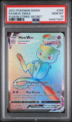 2021 POKEMON SWORD & SHIELD FUSION STRIKE SECRET #268 FULL ART/MEW VMAX PSA 10 - Image 1