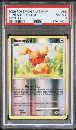 Pokemon Card Buneary 55/99 Reverse Holo Foil Arceus PSA 8 NM-MT - Image 1