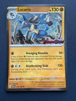 Pokemon TCG Lucario Cosmo Holo 114/198 Scarlet & Violet Pokemon Card Stamped - Image 1