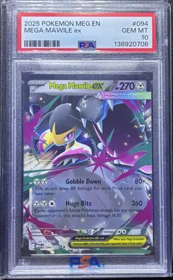 2025 Pokemon Mega Evolution Mega Mawile ex 094/132 Double Rare PSA 10 Gem Mint - Image 1