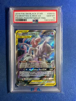 Pokemon Pm Sm Black Star Fa Mewtwo & Mew Gx Promo PWR Partnership PSA 10 Gem Mt - Image 1