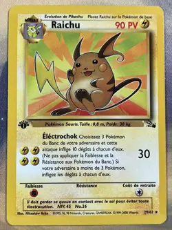 Pokemon FRENCH Raichu 29/62 1st Edition Fossil - Image 1