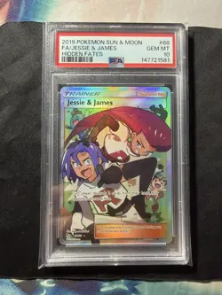 Pokemon PSA 10 Jessie and James 68/68 Hidden Gem Mint Full Art - Image 1