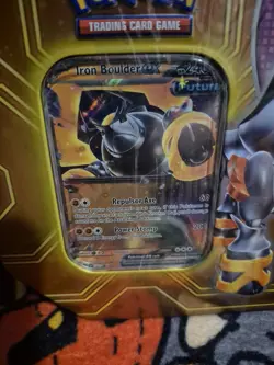 NEW SEALED Pokemon Paradox Destinies Iron Boulder ex Tin w Promo 5 Booster Packs - Image 3
