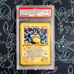 PSA 10 - Pokemon Gym Heroes Lt. Surge's Electabuzz HOLO 1st Edition - Image 1