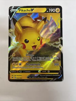 Pokemon TCG Pikachu V 043/185 SWSH04: Vivid Voltage Ultra Rare Full Art Holo - Image 1